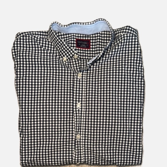 UNTUCKit Other - UNTUCKit Mens Size L Navy White Gingham Wrinkle Free Shirt